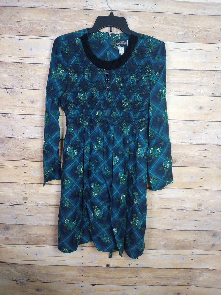 beaded neckline dress Long Beaded A-Line Formal Dress with Long Sleeves Smoky Blue / 10