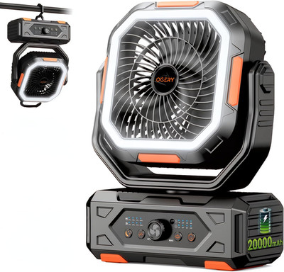 Camping Fan, Portable Fan Rechargeable with 20000Mah Battery, Stepless Speed Con