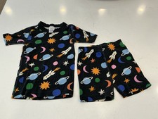 HANNA ANDERSSON Kids PJ Set. Black W/ Outer Space Theme. Unisex. Size 6/7.