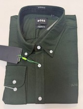 Image of HUGO BOSS MEN’S LONG SLEEVE OXFORD SHIRT EMBROIDERY LOGO BUTTON DOWN