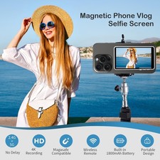 Magnetic Phone Selfie Monitor 4K Wireless Vlog Screen for iPhone 16 Pro Max
