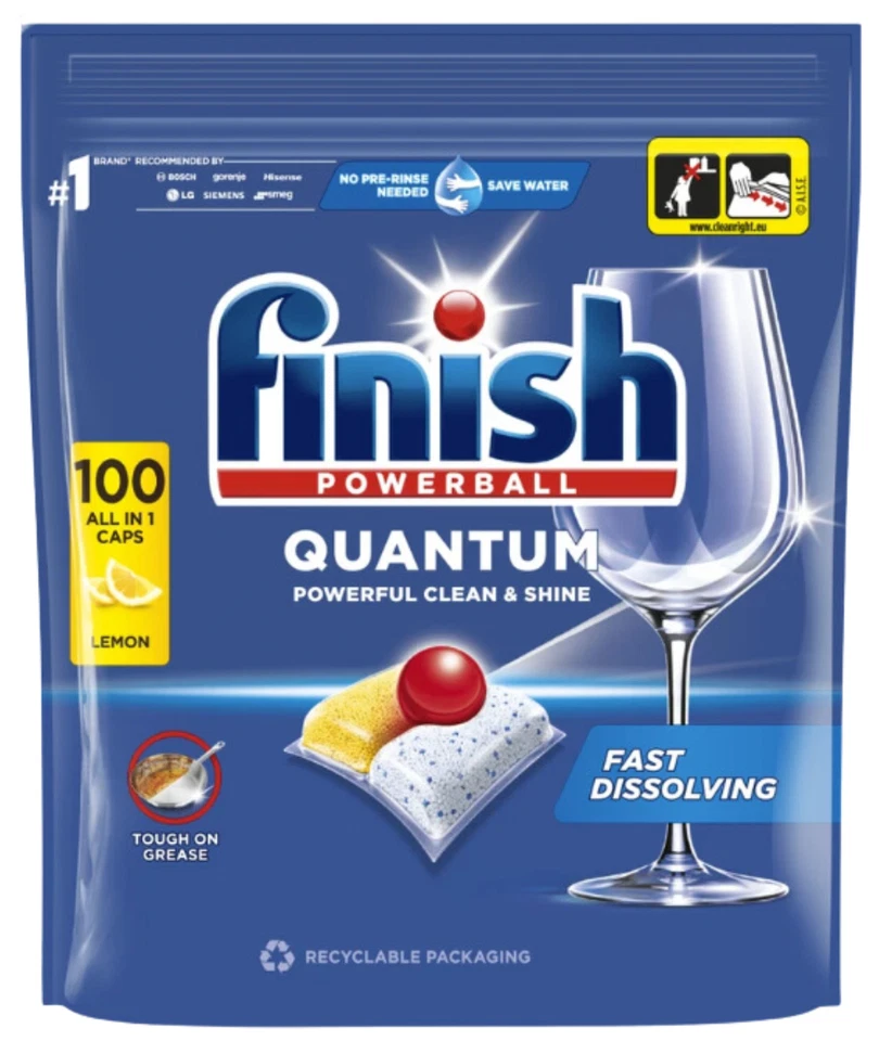 Finish Quantum Lemon 100 Tabs 1040g Geschirrspültabs Spülmaschinenreiniger - Bild 3 von 4