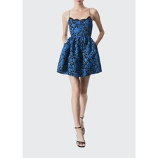 ALICE AND OLIVIA Kendra Floral Party Dress With Lace In Blue (Size 12)