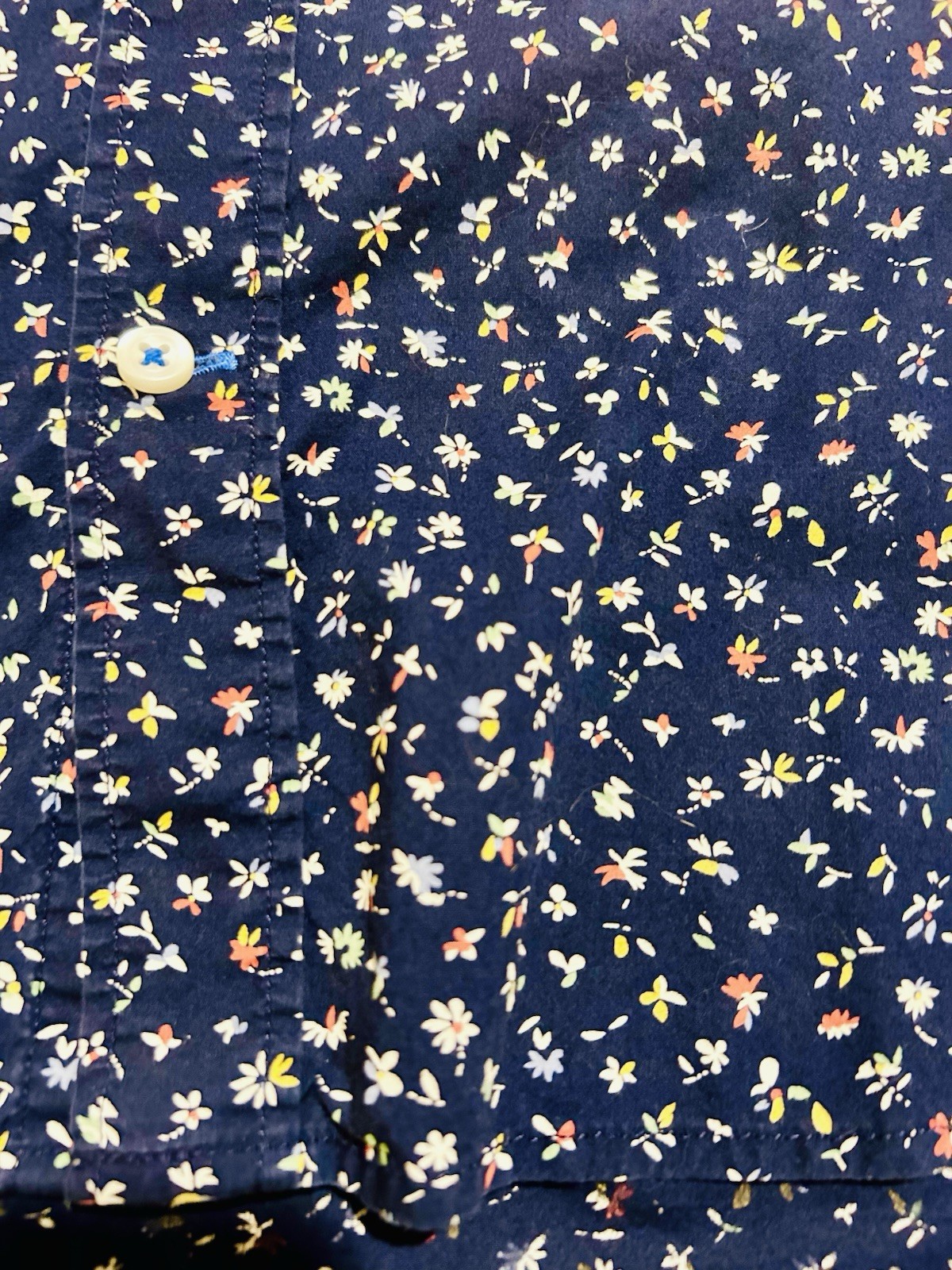 Gap Collared Button Down Shirt Lived-In Navy Flor… - image 2