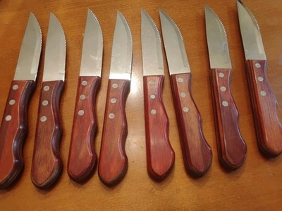 Tramontina Set of 8 Porterhouse Steak Knife Set Stainless Steel Polywood Handle