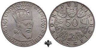 ÖSTERREICH 50 schilling 1965 SILVER Silbermünze Vienna University Austria