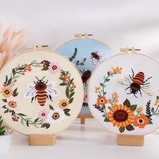 US Handwork DIY Bee Embroidery Starter Kit for Beginners Cross Stitch Stamped