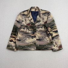 Vintage Jacket Women's Small Multicolor Nautical Tapestry Lighthouse Scenic 90s