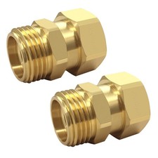 Brass Garden Hose Swivel Connector 3/4" GHT Female x 3/4" GHT Male 360 Degree...