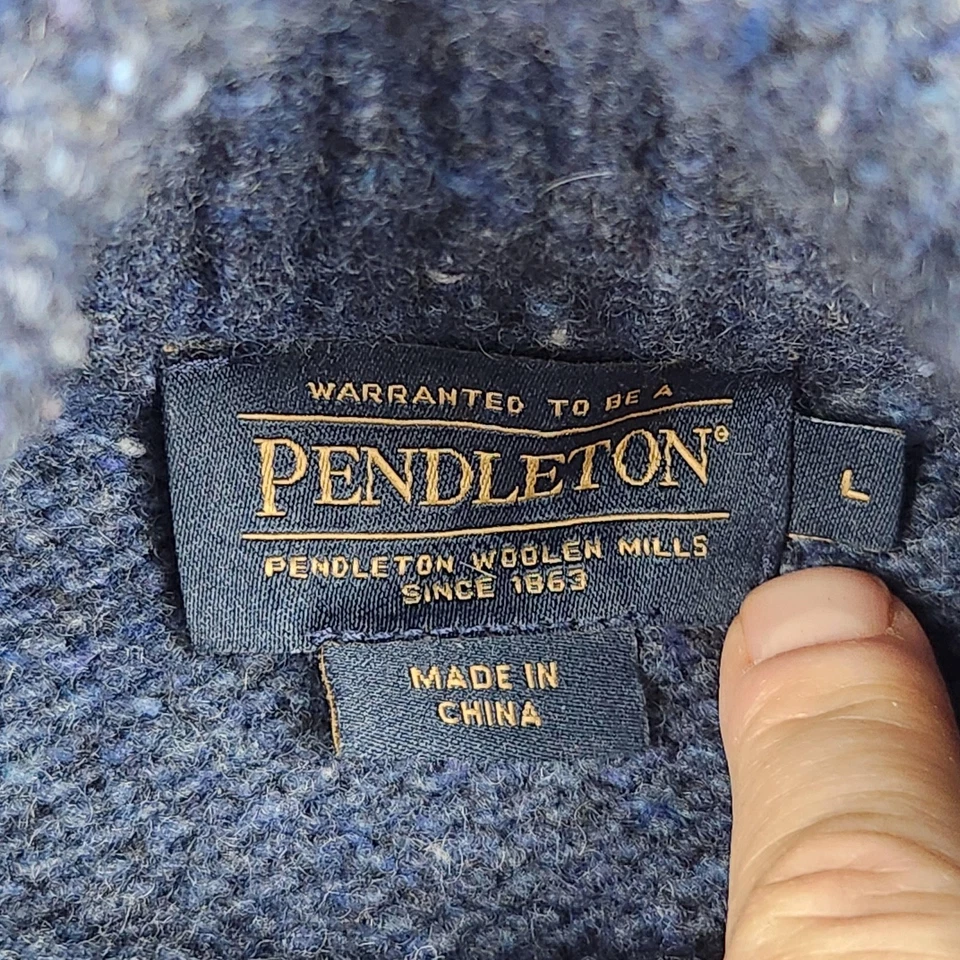Suéter Pendleton Para Hombre Grande Azul Lana Merino Mezcla Alpaca Cuello Simulado Moteado Foto 2 de 4