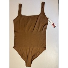 No Boundaries Bodysuit Women XXL Brown Seamless Ribbed Smoothing Square Neck NEW