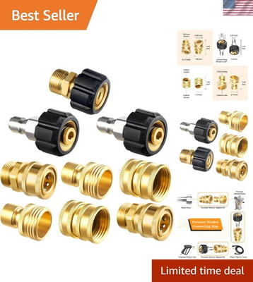 #ad #ad M22 14mm Pressure Washer Adapter Set 9 Quick Disconnect Brass Kits $66.48