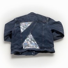 Vintage Denim Tapestry Jean Jacket M Floral Patchwork 90s 80s Women  s