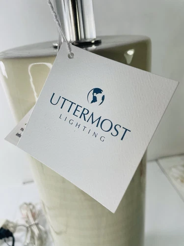 Uttermost Zesiro Modern Table Lamp Beige Ceramic Nickel Crystal NWT LAMP ONLY - Picture 2 of 8
