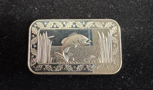 Rare Vintage Largemouth Bass 1 Troy Oz .999 Fine Silver Bar - Classic Coins