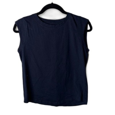 Talbots Petite navy 100% Pima cotton sleeveless knit top Petite Small