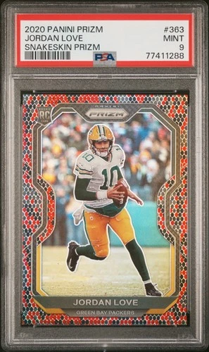 2020 Panini Prizm Jordan Love #363 Snakeskin RC Rookie Packers PSA 9