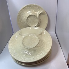 Set of 6 Vintage French Gien Majolica Cream Artichoke/Oyster Plates