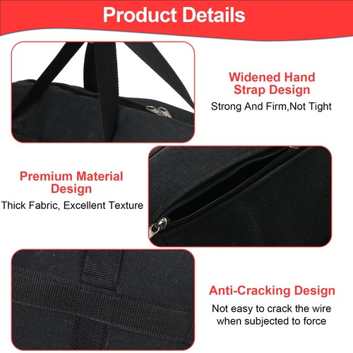 24" Grill Tool Storage Bag Black Canvas BBQ Utensil Carry Zippered Outdoor Bag - Picture 3 of 7