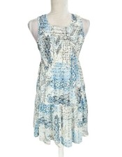 Simply Vera Wang Floral Blue Chiffon Mini Fit & Flare Dress Women Junior Size M