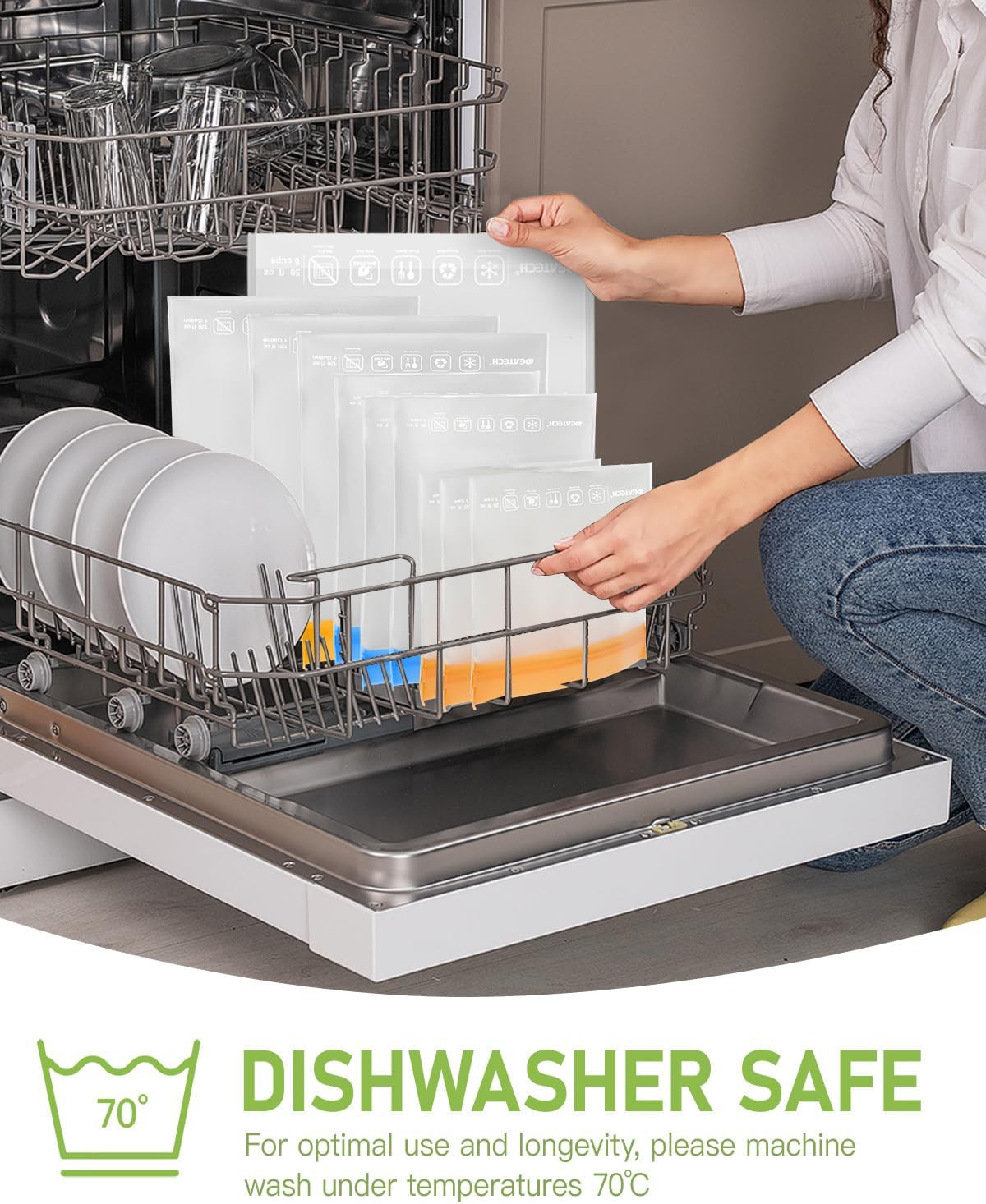 20Pack Reusable Bags Dishwasher Safe, Leakproof Reusable Freezer Bags, BPA Free 