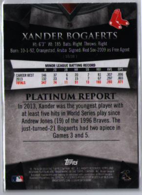 2014 Bowman Platinum Xander Bogaerts RC Red Sox Rookie Card