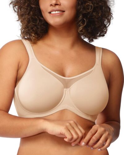 Plus Size Minimizer Bra Unlined Underwire 36DDD Full Coverage Light Beige