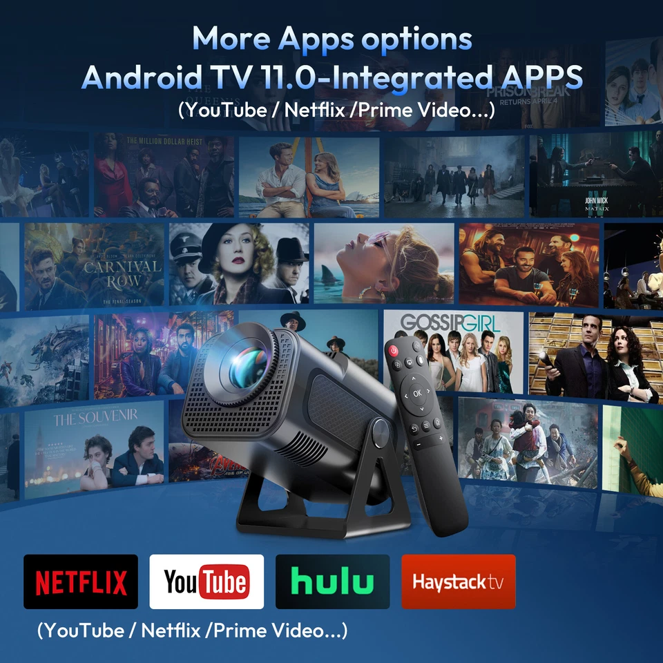 1080P Projector 25000LMS 4K 3D 5G WiFi Bluetooth Video Home Theater 250" Display - Image 3 of 4