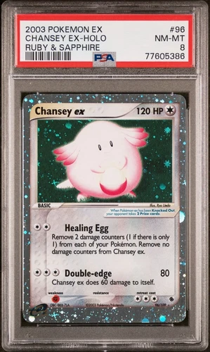 Pokémon 2003 EX Ruby & Sapphire Chansey EX 96/109 PSA 8