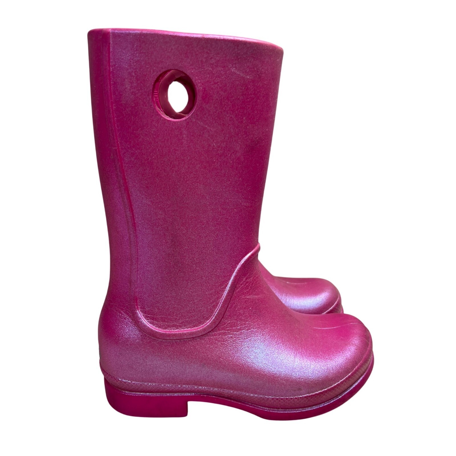 Crocs Glitter Pink Tall Boots for Girls Size 10 Rain Mud Snow Ready