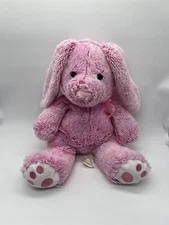 HugFun Pink & White Rabbit Plush Bunny 14" Stuffed Animal Toy With Pink Bow