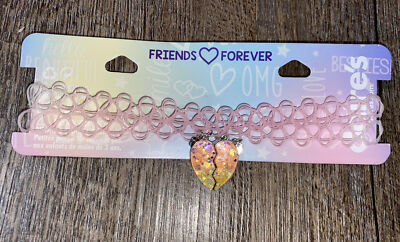 Claire's BFF Best Friends stretch Pink Yellow Tattoo choker