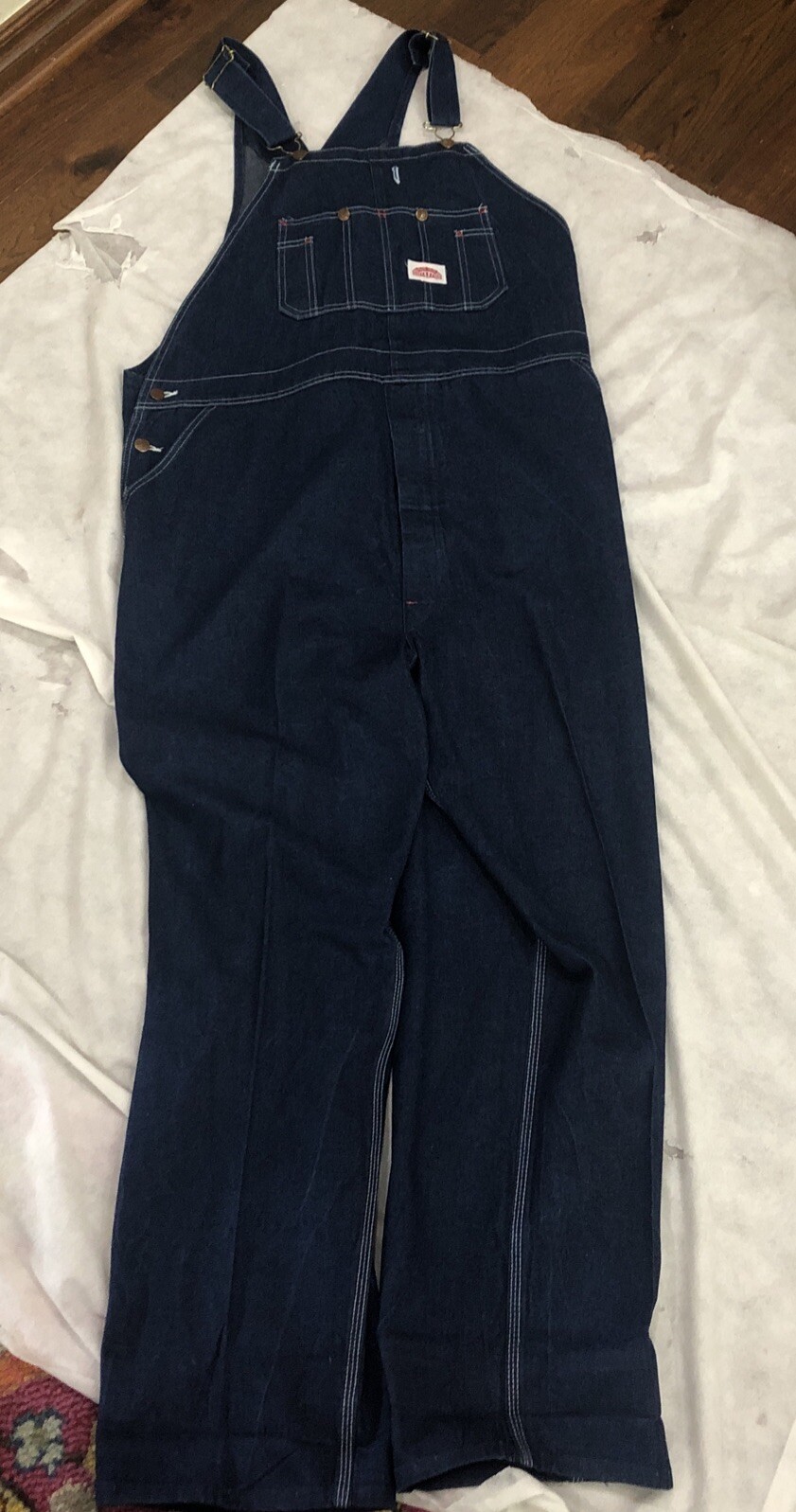 VTG Roundhouse Bib Overalls Dark Blue Denim USA Made Workwear * Free