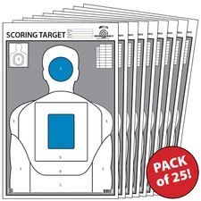 25 Paper Shooting Targets for Gun Range Pistol Rifle Blue Scoring Targets 23x35