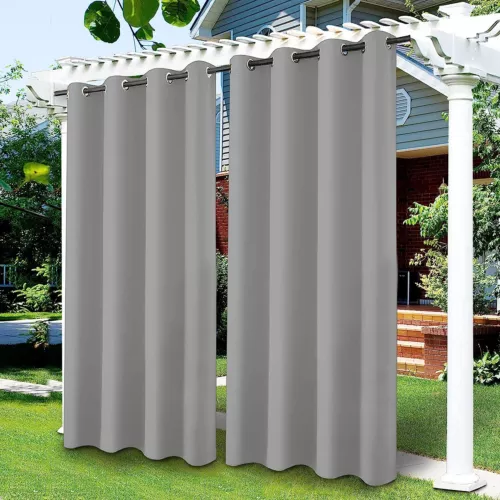 1/2 Stück Wasserdicht Outdoor Terrasse Vorhänge 52" Breit Sichtschutz Verdunkelung Pergola Schatten - Bild 46 von 124