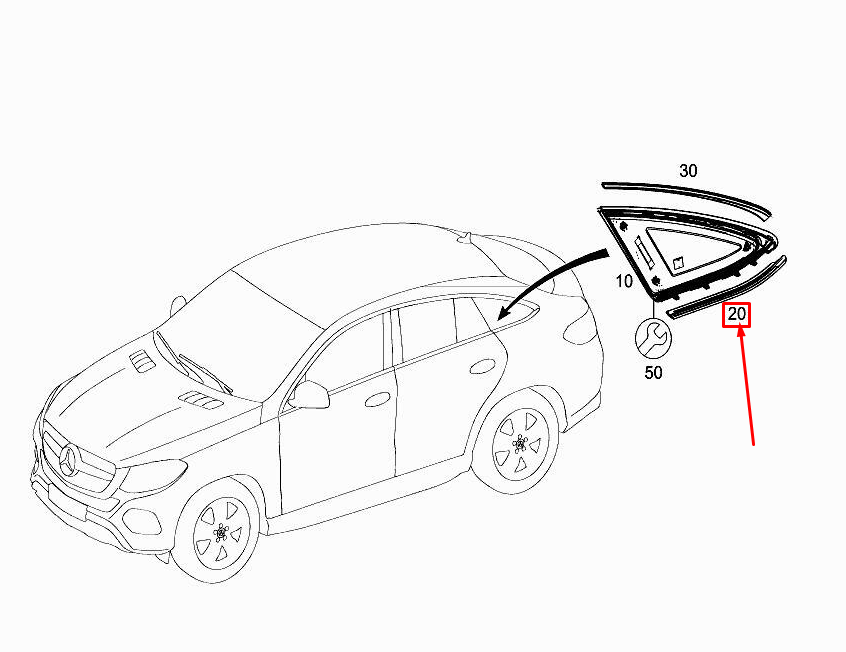 MERCEDES-BENZ GLE Coupe C292 Rear Left Door Edge Strip A2926902300