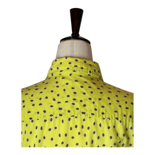 J McLaughlin Shirt Women 8 Yellow Purple Polka Dot Cotton Collared Button Down - Picture 4 of 11
