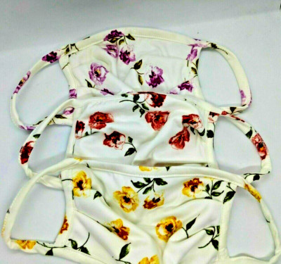 Fore Collection Soft Cotton Washable 3-Pack Floral Face Protective Ivory