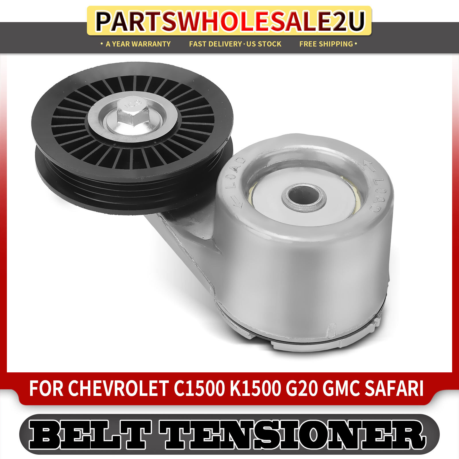 Chevrolet GMC Belt Tensioner with Pulley for C1500 K1500 G10 Safari G1500 K2500-image