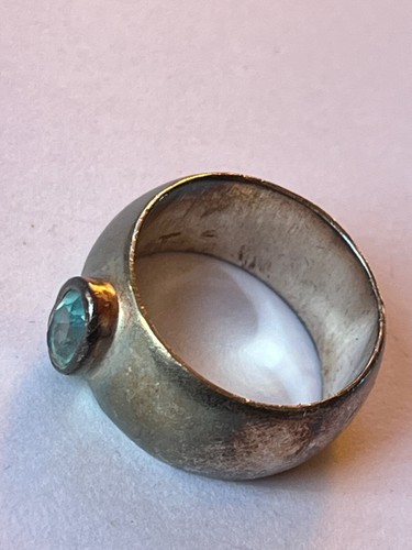 Breiter 925 gemarkter Silberring mit ovalem Topas Stein Bandgröße 9 - Ringspitze ist 3/8 t - Bild 9 von 9