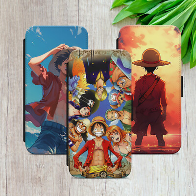 ONE PIECE LUFFY FLIP CASE FOR IPHONE SAMSUNG HUAWEI MANGA WALLET PHONE  COVER Australia