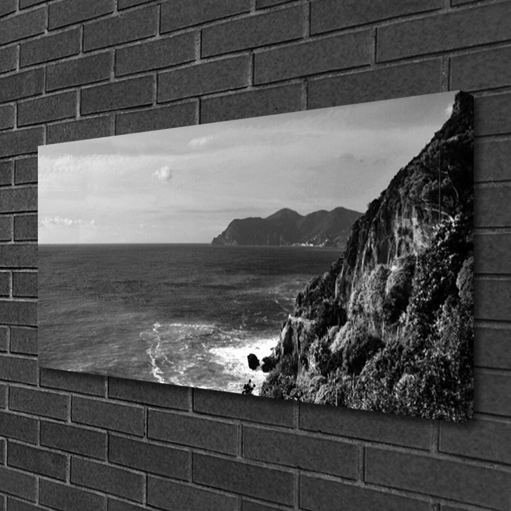 Photo sur toile paysage mer montagnes grand format 100x50 cm tableau moderne de salon