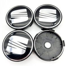 4x For Seat 60mm Nabendeckel Schwarz/Silber Felgendeckel Nabendeckung ！