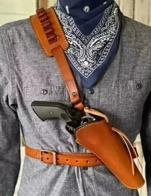 ADJUSTABLE LEATHER CHEST RIG GUN HOLSTER WITH AMMO HOLDER SHOULDER STRAP - Image 3 of 4