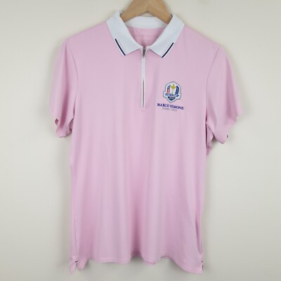 Peter Millar Golf Poloshirt Damen Large Pink Ryder Cup 2023 Rom Italien UPF 50