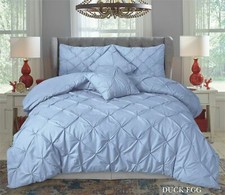 Image of PINTUCK DUVET SET POLY COTTON QUILT COVER LUXURY PREMIUM RANGE BEDDING DUCK EGG-