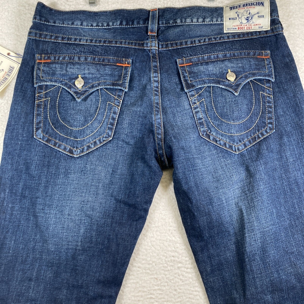 USA製00s TRUE RELIGION W32 BOOT CUT DENIM True Religion Medium Blue Wash 2000's Grunge Style Low-rise