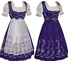 XS 4 German Dirndl Dress LACE Apron Top Long Oktoberfest EMBROIDERED 3 Pc SET