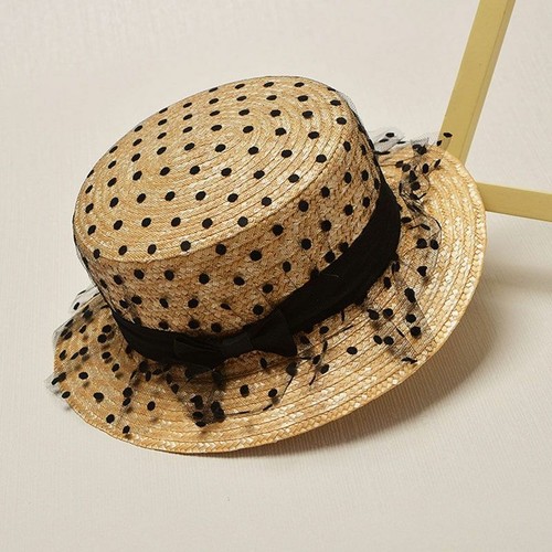 Cute Kids Girls Straw Bowknot Sun Hat 