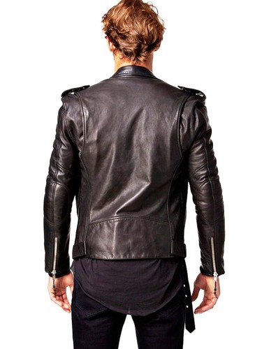 Men Genuine Leather Jacket Soft Lambskin Jacket Slim Fit Leather Jacket Size 2XL - Picture 4 of 6